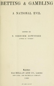 Cover of Betting & Gambling: A National Evil — Text and Context